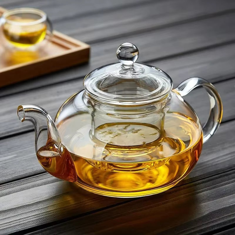 Heat-Resistant Glass Tea Pot with Filter | 400–1000ml Borosilicate Flower Tea Pot | Loose Leaf & Blooming Tea Kettle 