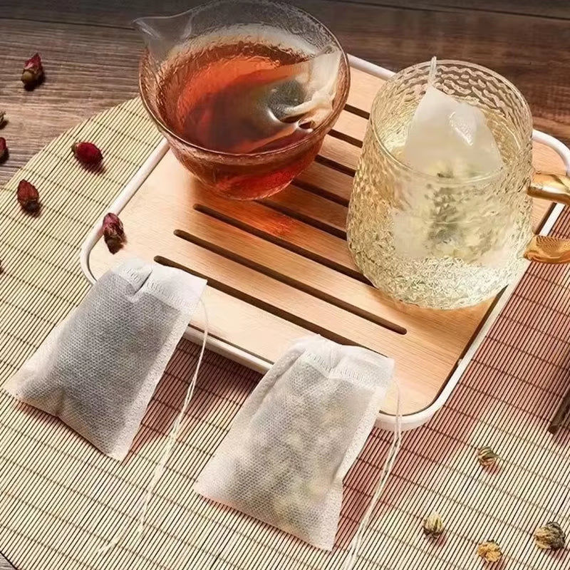 100pcs Disposable Drawstring Tea Filter Bags – Loose Leaf Tea Infusers