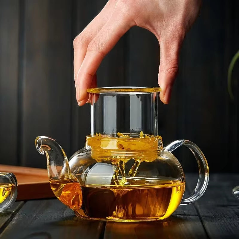 Heat-Resistant Glass Tea Pot with Filter | 400–1000ml Borosilicate Flower Tea Pot | Loose Leaf & Blooming Tea Kettle 