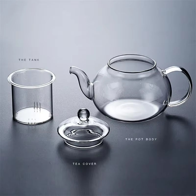 Heat-Resistant Glass Tea Pot with Filter | 400–1000ml Borosilicate Flower Tea Pot | Loose Leaf & Blooming Tea Kettle 