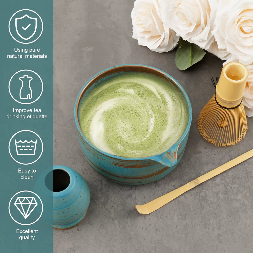 4pcs Matcha Tea Set – Bamboo Whisk & Accessories