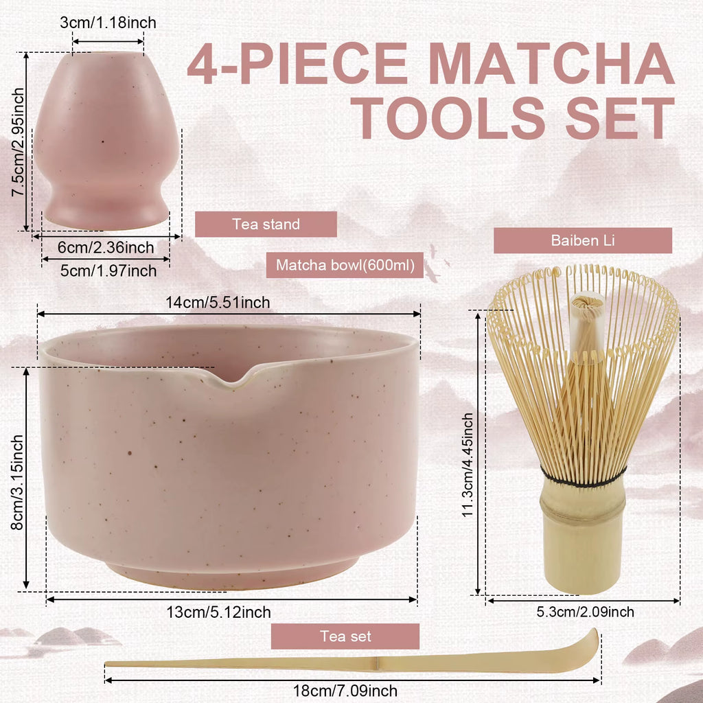 4pcs Matcha Tea Set – Bamboo Whisk & Accessories